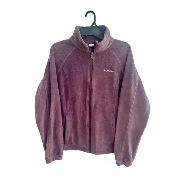 Columbia Women's Purple Fleece Jacket Size L Mid-Length Zip Casual - Picture 1 of 5